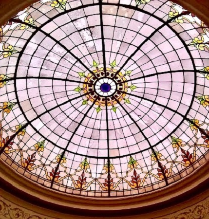 Beautiful Astor Domed Stain Glass Sky Light
